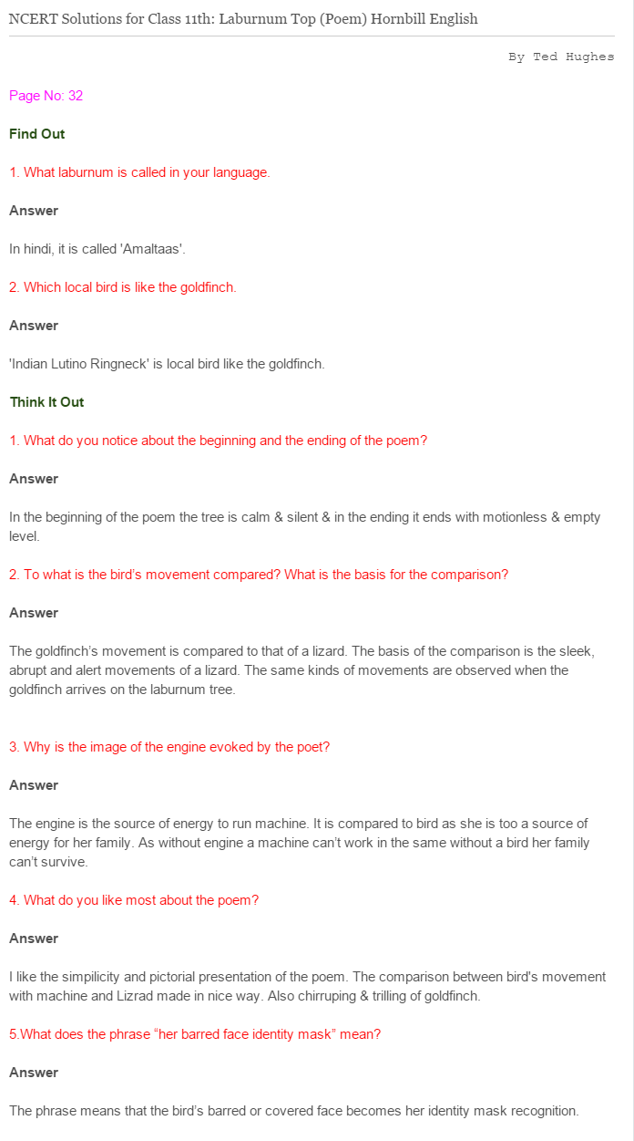 The Laburnum Top Poem Diagram 1