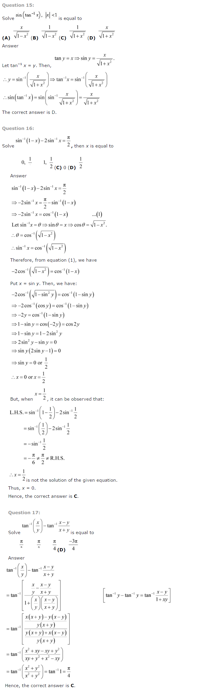 Inverse Trigonometric Functions Diagram 6