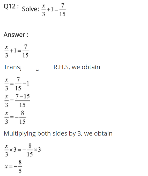 Linear Equations in One Variable Diagram 15